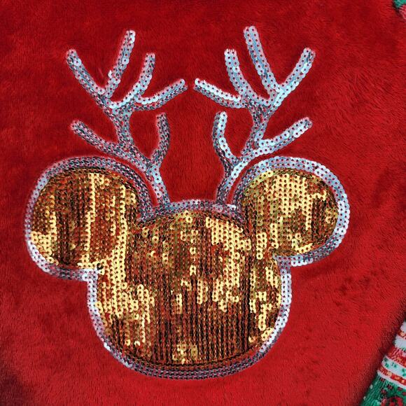 Disney Holiday Sweater Juniors 7/8 Mickey Mouse Reindeer Christmas Fuzzy Red Fes - Picture 3 of 10